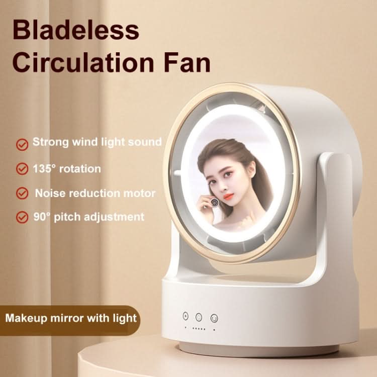 GLOWAIRIS – LED Mirror Desktop Fan for Fresh, Illuminated Spaces
