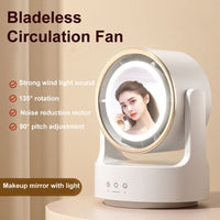 GLOWAIRIS – LED Mirror Desktop Fan for Fresh, Illuminated Spaces
