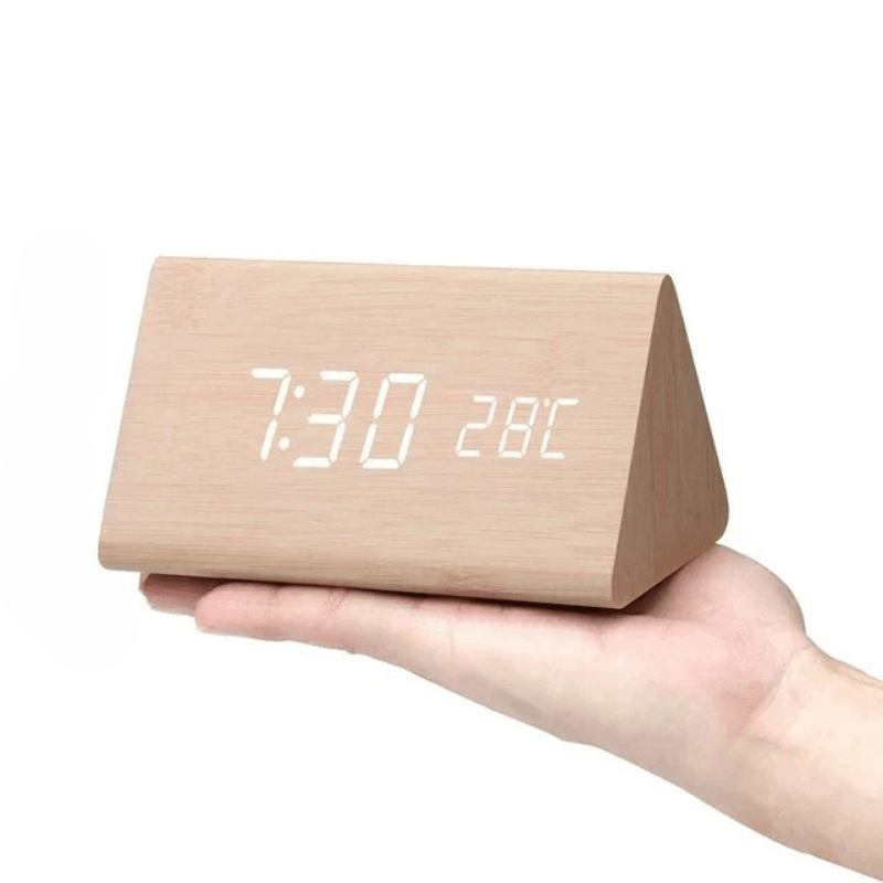 LUMIBARK – LED Alarm Clock – Natural wood digital desk clock