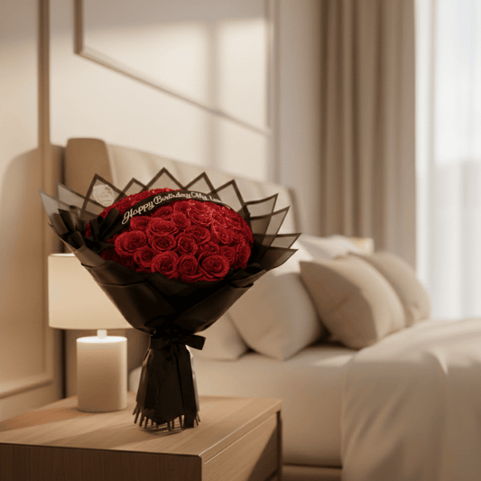 ROMANROSE - Αιώνιο διατηρημένο τριαντάφυλλο σε ακρυλική θήκη για κομψή ρομαντική διακόσμηση σπιτιού και δώρο