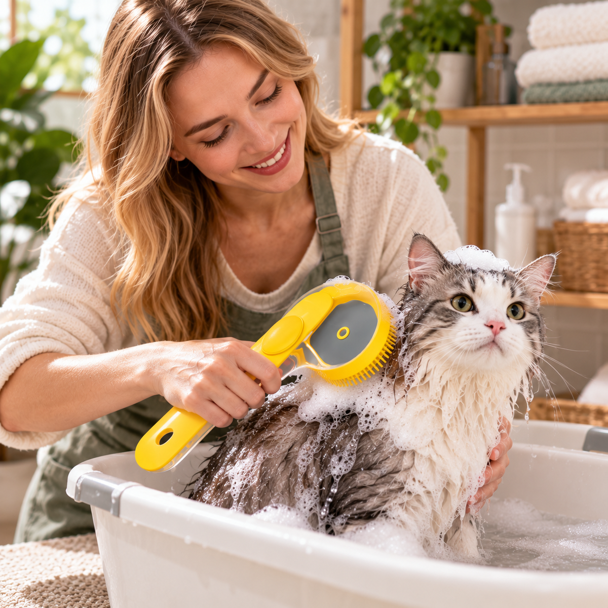 FURBLOOM – Plejebørste til kæledyr med blid massage under badet