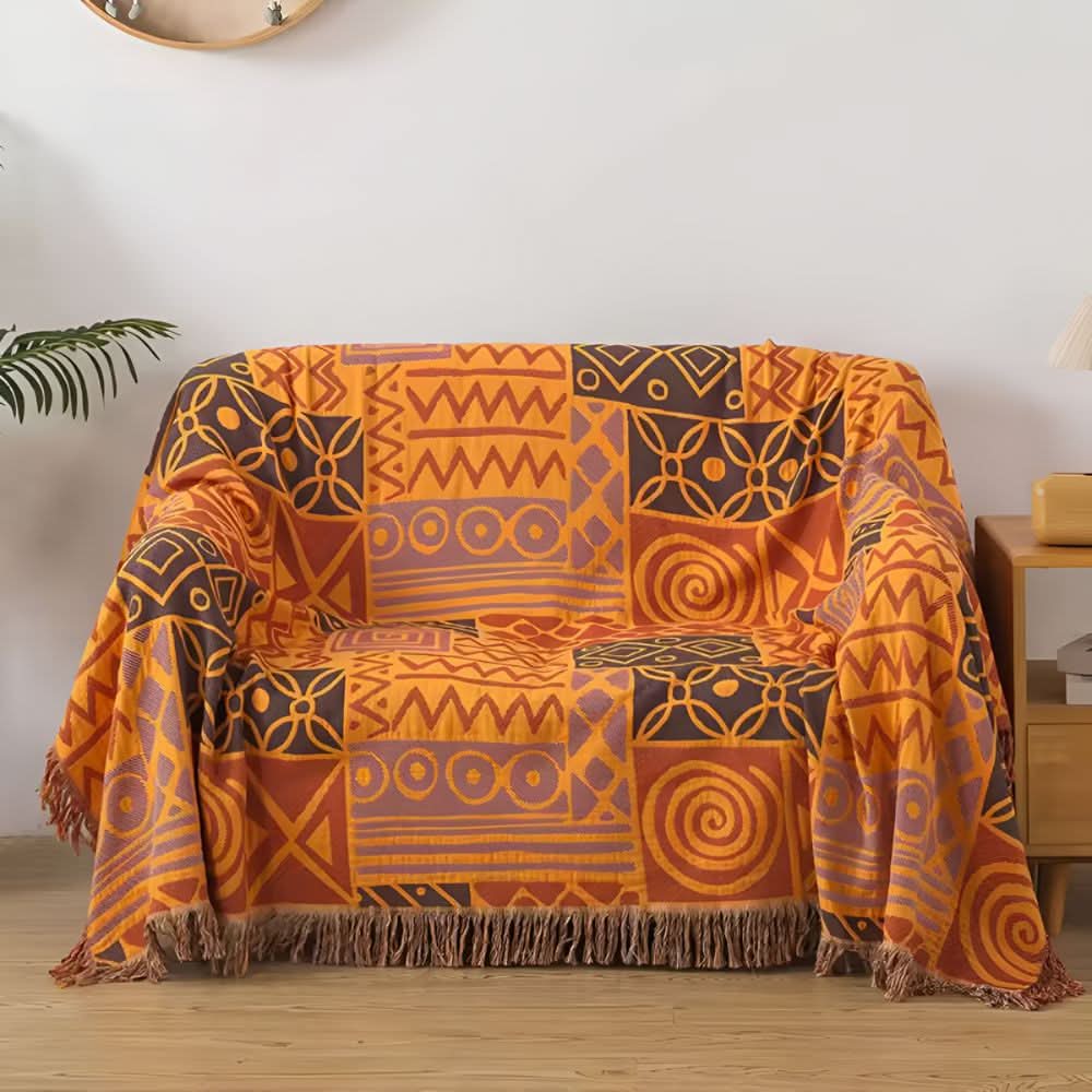 ZARAVENTIA – Wende-Patchworkdecke im Tribal-Stil für eine künstlerische Wohnraumgestaltung