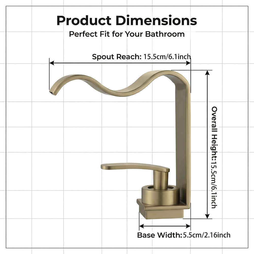 BRASSWAVE - Brushed Brass Waterfall Basin Faucet