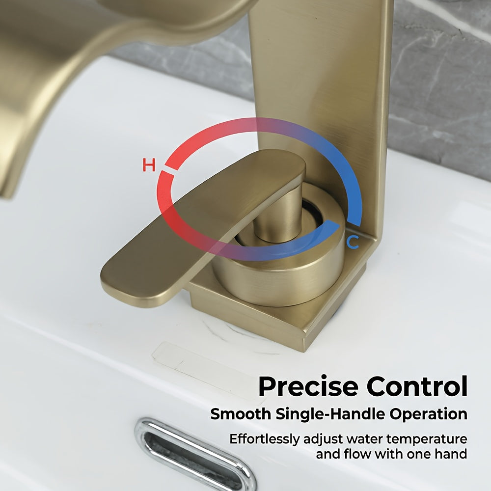 BRASSWAVE - Brushed Brass Waterfall Basin Faucet
