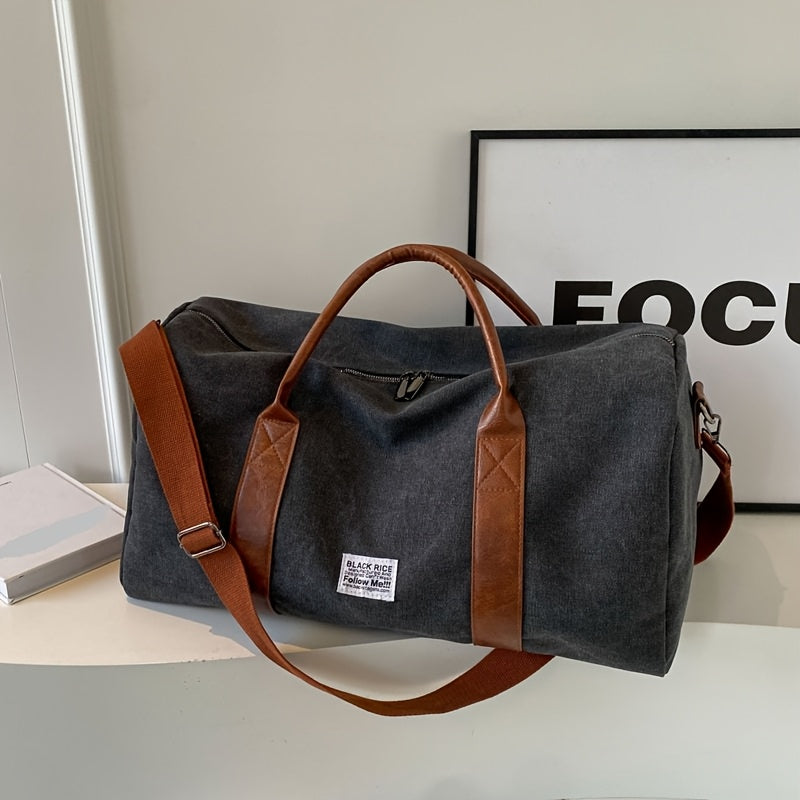 DUFFELLIVA – Washed Vintage Weekender Bag with Multi-Purpose Storage