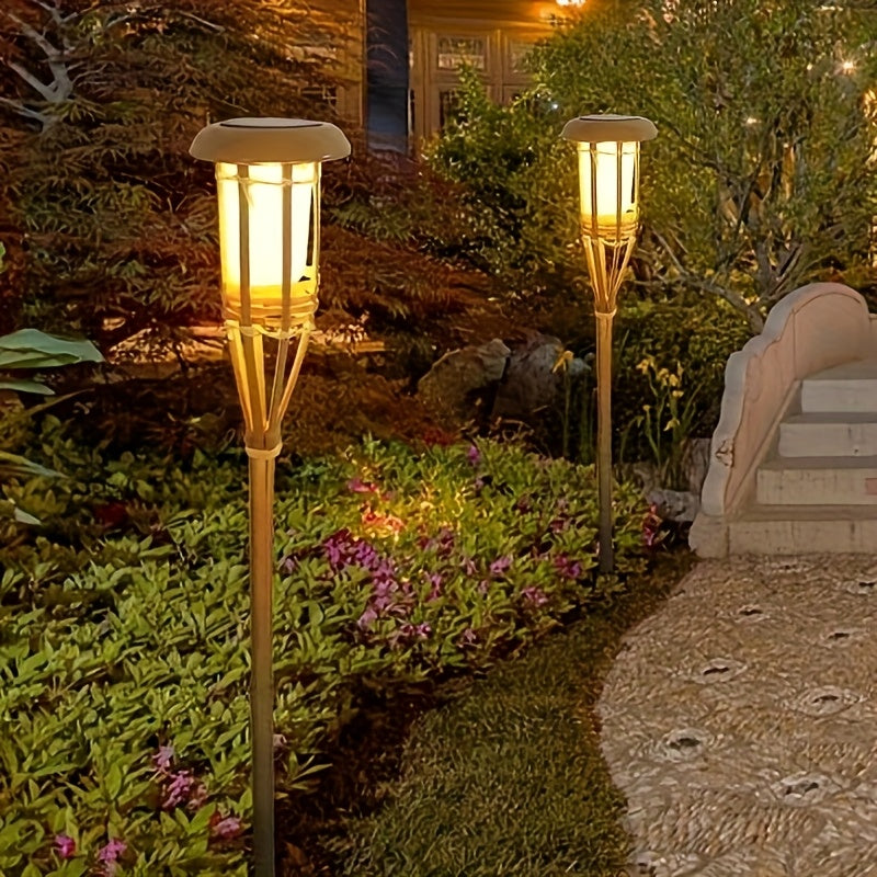 TIKIGLOW - Solar bamboo LED flame lights for warm outdoor ambiance and garden décor