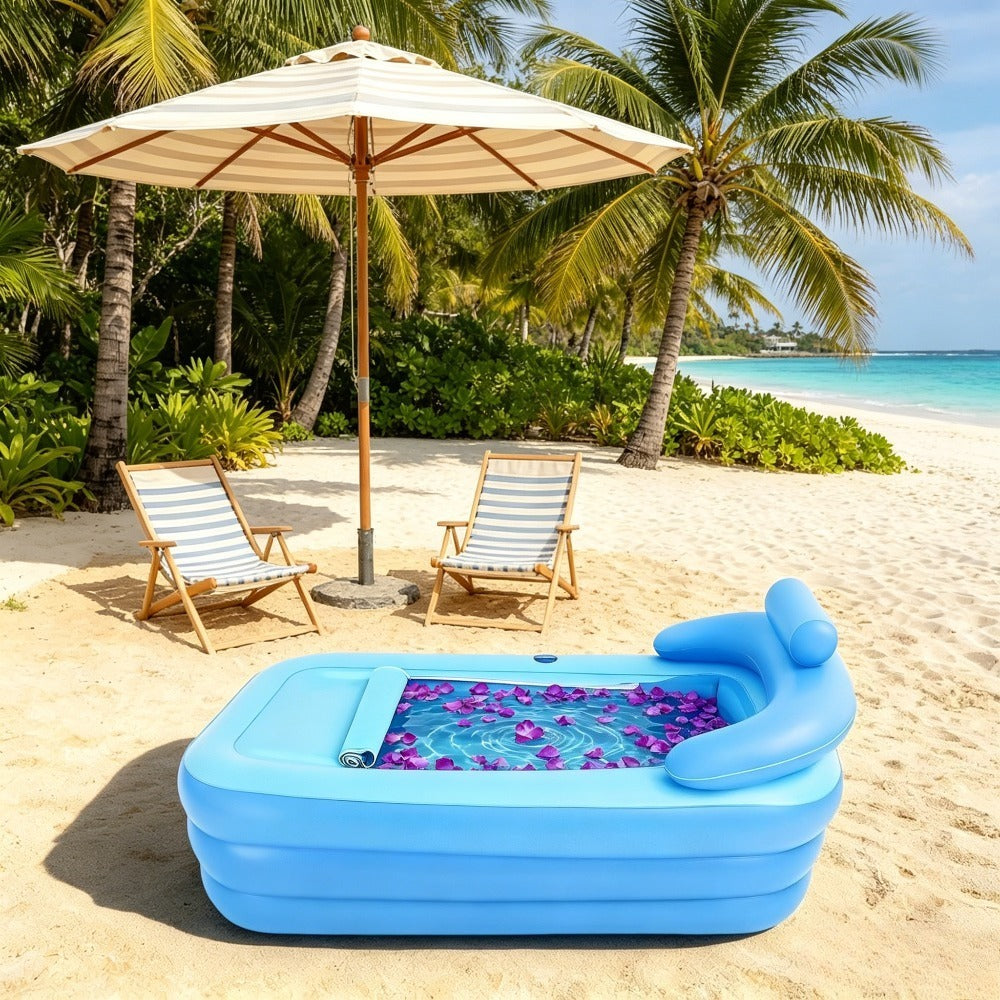 BLUESPA – Foldable PVC Bathtub with Comfortable Backrest Design