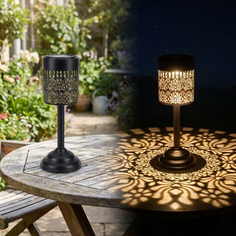 GLOWPEONY – Metal Solar Desk Lamp for Warm Evening Ambience