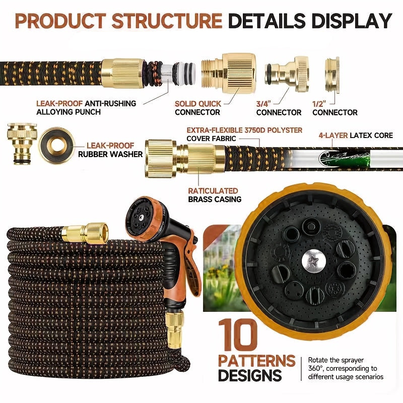 FLEXINOZZ – Garden Hose with 10 Spray Modes for Outdoor Cleaning