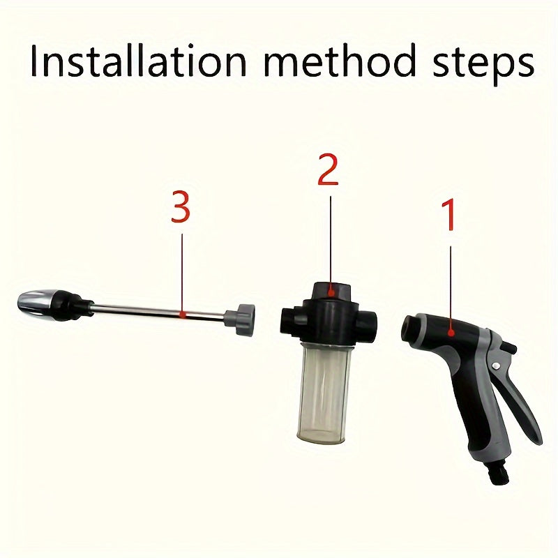 AQUAFORCE - High-pressure garden water gun with foam cannon and long handle sprayer for powerful outdoor cleaning