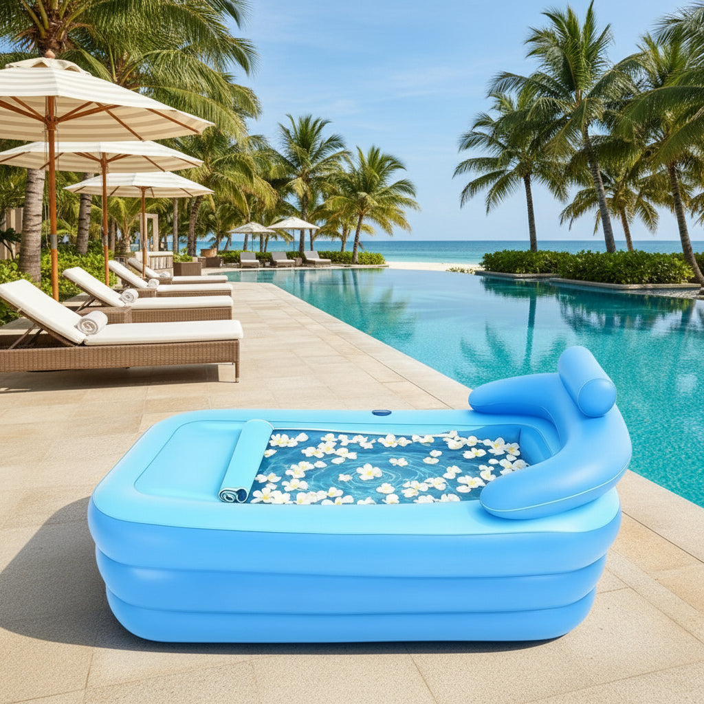 BLUESPA – Foldable PVC Bathtub with Comfortable Backrest Design