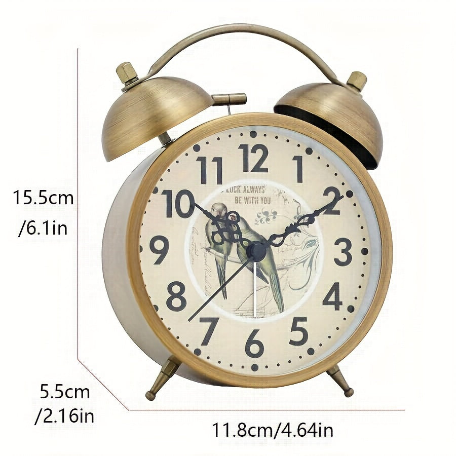 TIMEBELL - Scandinavian vintage luminous twin bell alarm clock with classic metal design