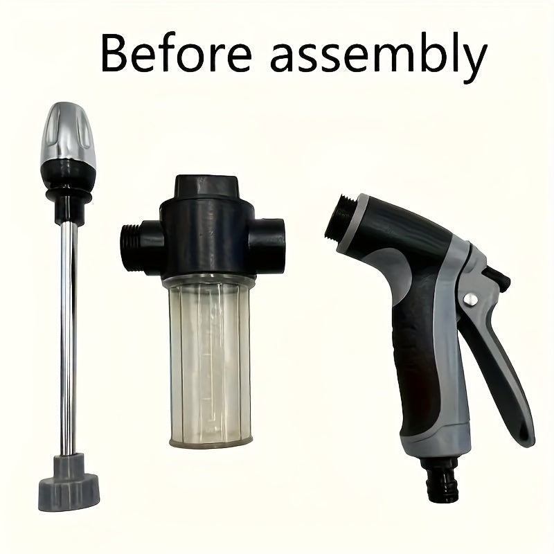 AQUAFORCE - High-pressure garden water gun with foam cannon and long handle sprayer for powerful outdoor cleaning