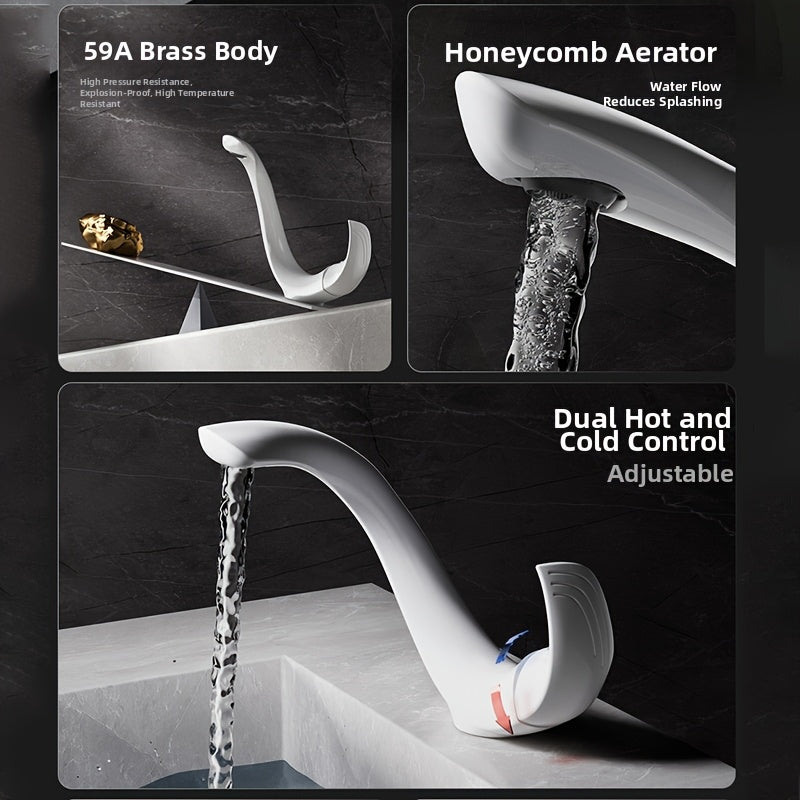 CURVORA - White C-Shaped Basin Faucet