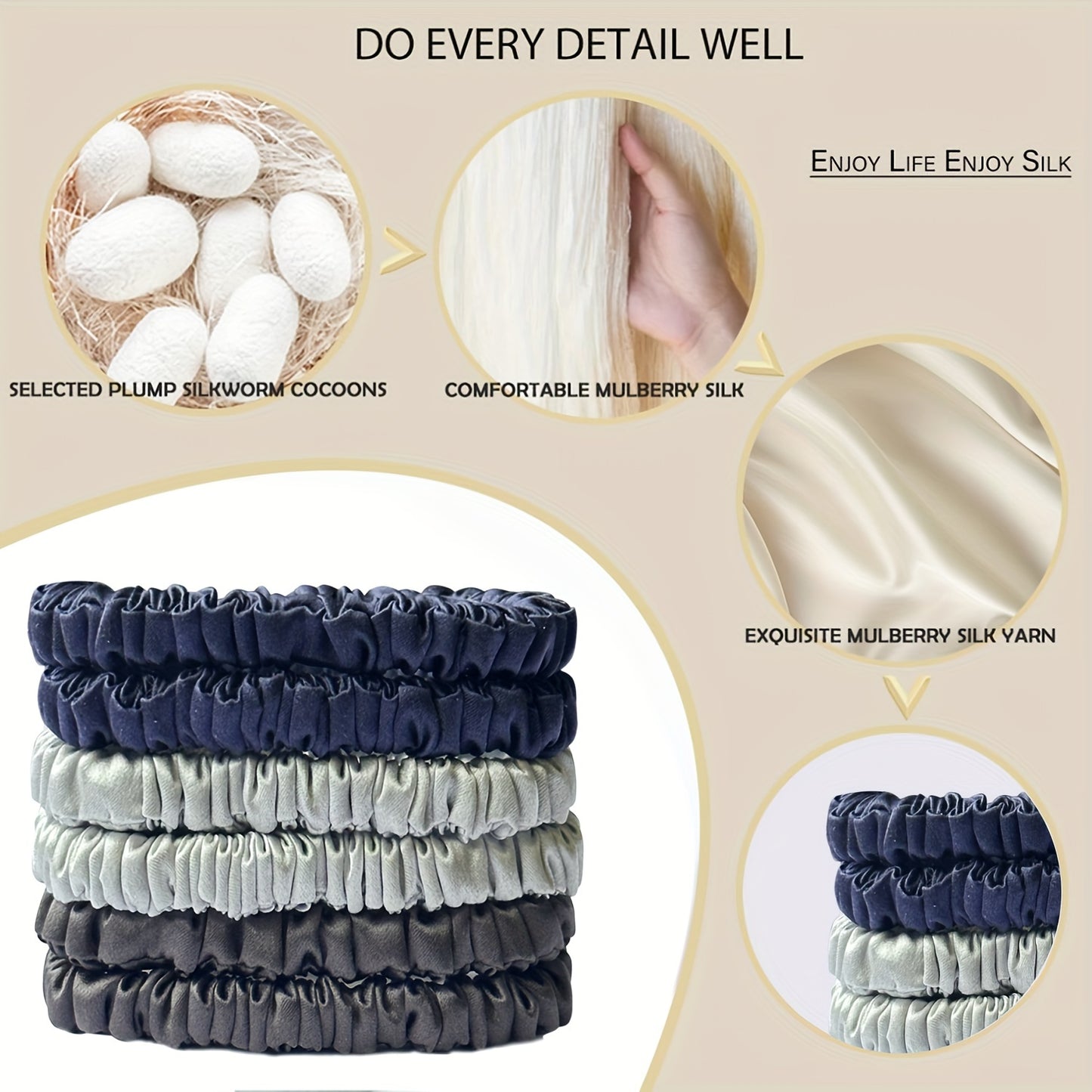 HAIRNOVA – 6-Pack Minimalist Hair Ties for Everyday Styling