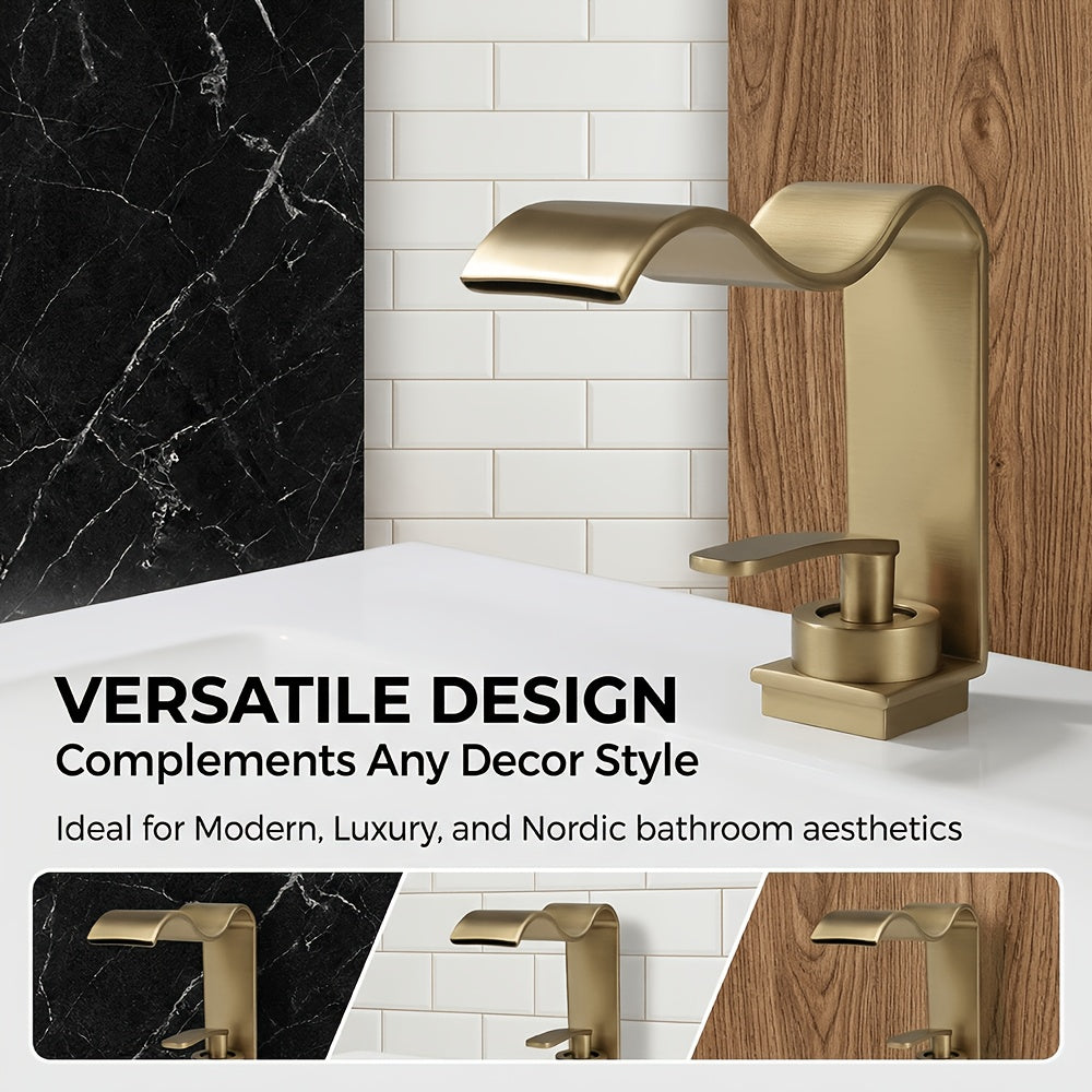 BRASSWAVE - Brushed Brass Waterfall Basin Faucet