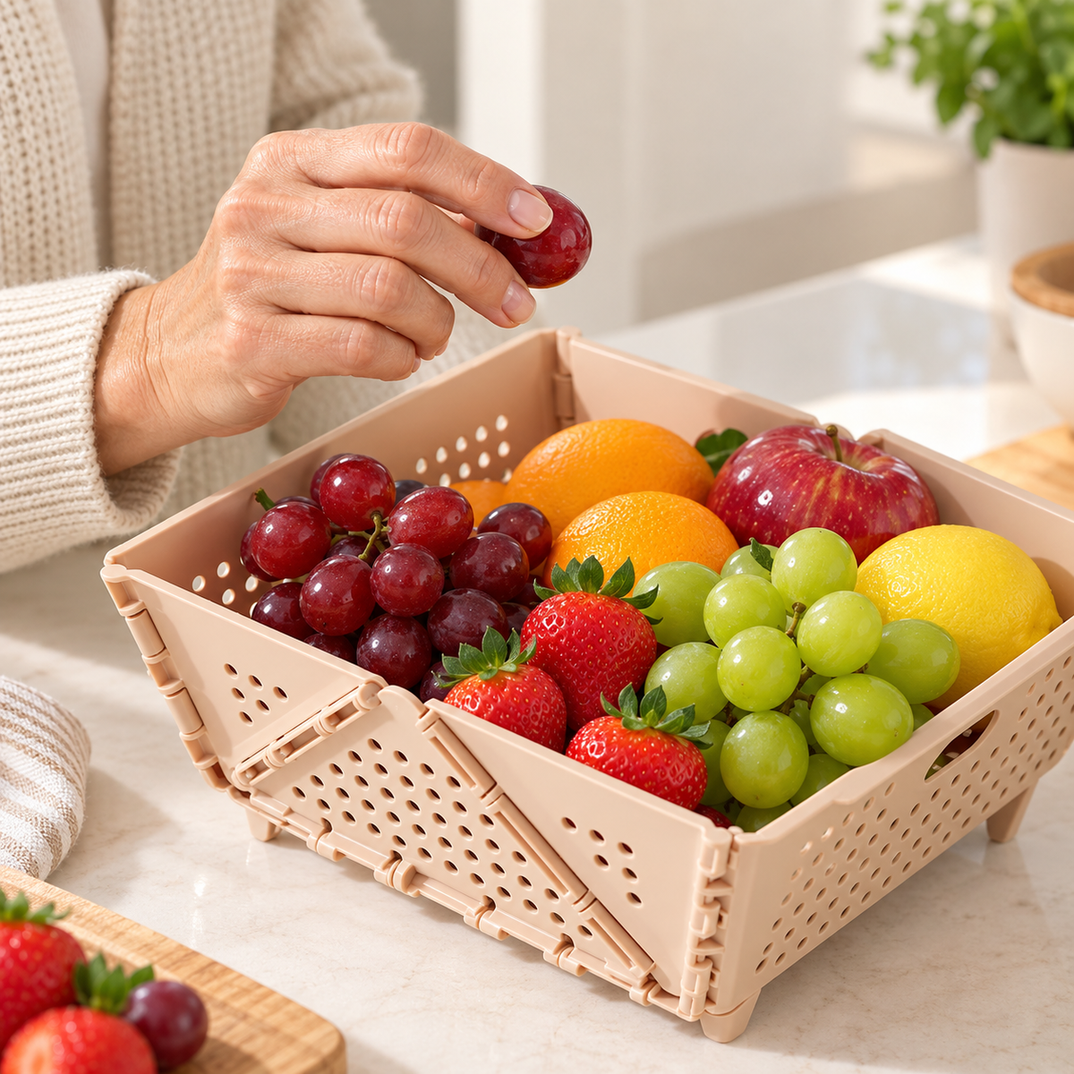 DRAINKEEP – Foldable Storage Basket for Tidy Everyday Draining
