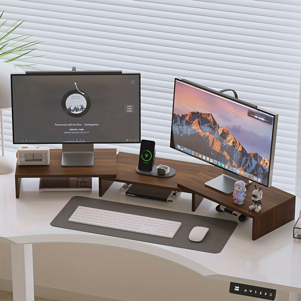 MONITRAX - Adjustable dual monitor mount with laptop tray and workspace organizer for ergonomic productivity