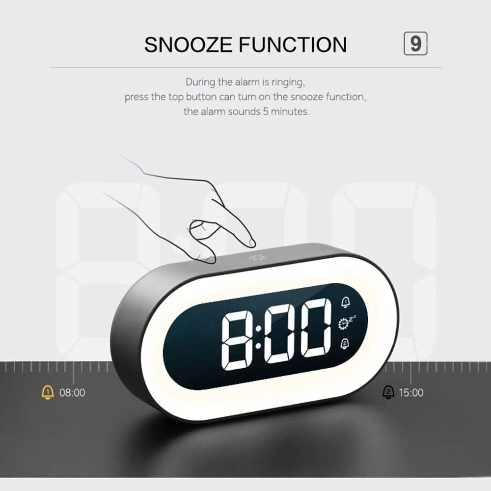 DAWNEMBER - Sveglia digitale con luce notturna calda