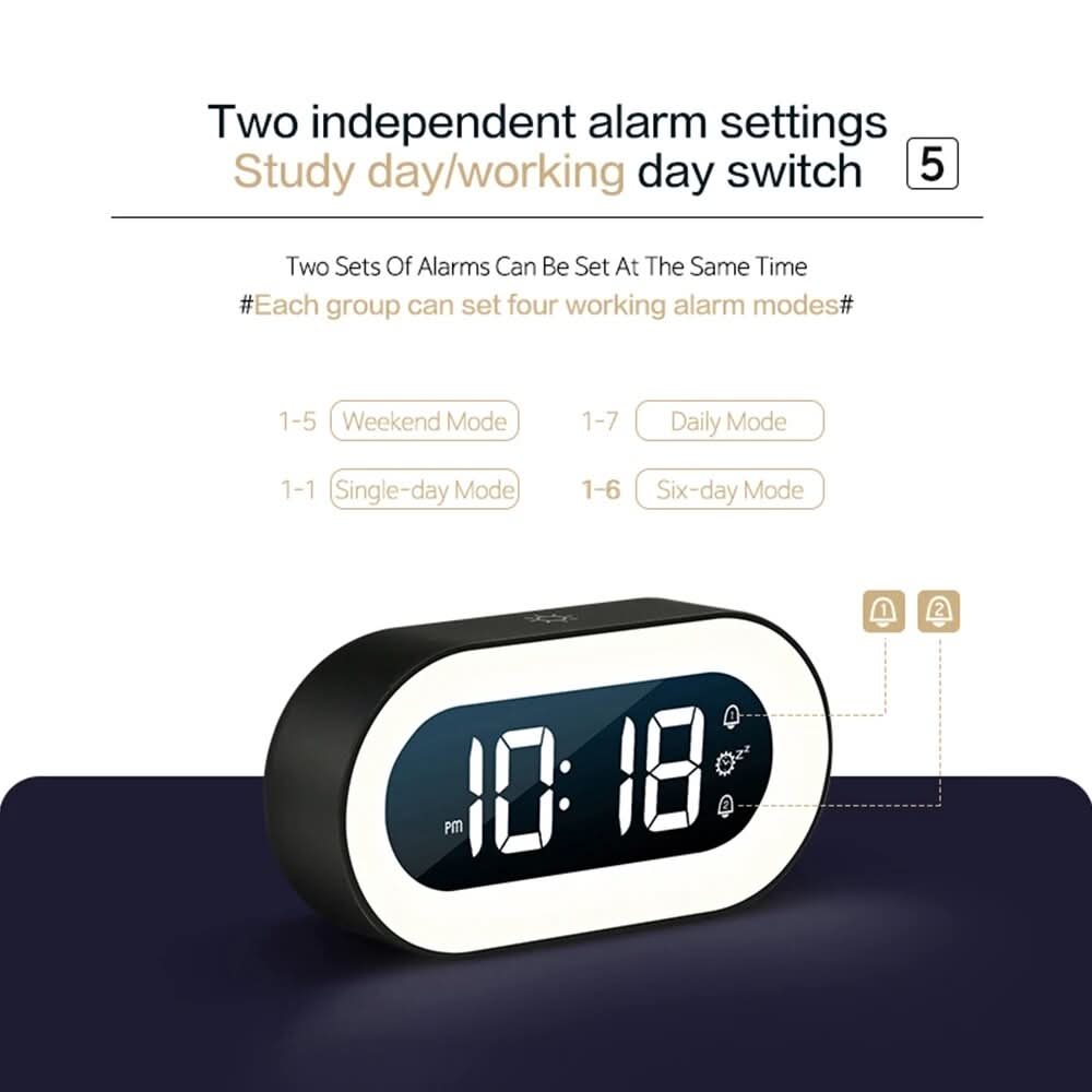 DAWNEMBER - Sveglia digitale con luce notturna calda
