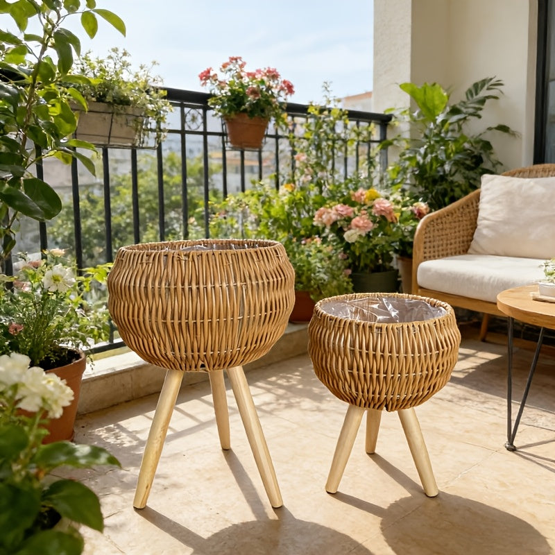 RATTANLUX – Boho Basket Planter Set for Indoor Greenery Styling