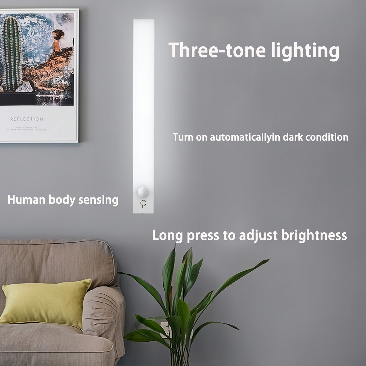 MOTIONLUX - Smart motion sensor LED night light with USB rechargeable battery and adjustable brightness