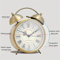 TIMEBELL - Scandinavian vintage luminous twin bell alarm clock with classic metal design