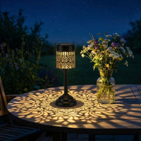 GLOWPEONY – Metal Solar Desk Lamp for Warm Evening Ambience