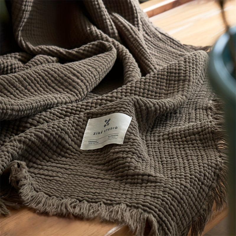 FRINGELIVA – Elegant Fringe Blanket for Stylish Home Relaxation