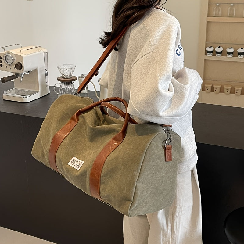 DUFFELLIVA – Washed Vintage Weekender Bag with Multi-Purpose Storage