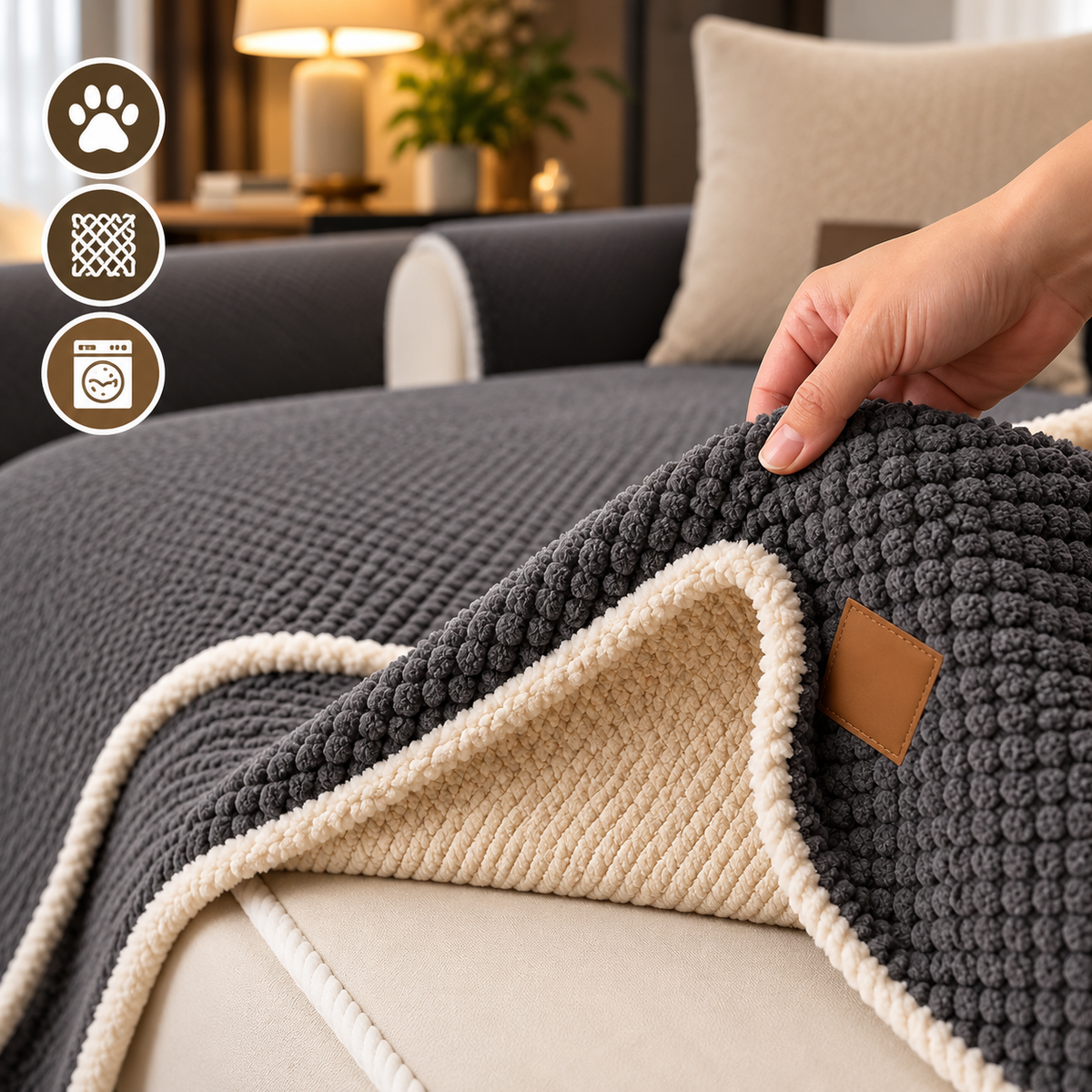 LOUNGEBOLD – Non-Slip Sofa Cover for Elevated Everyday Style