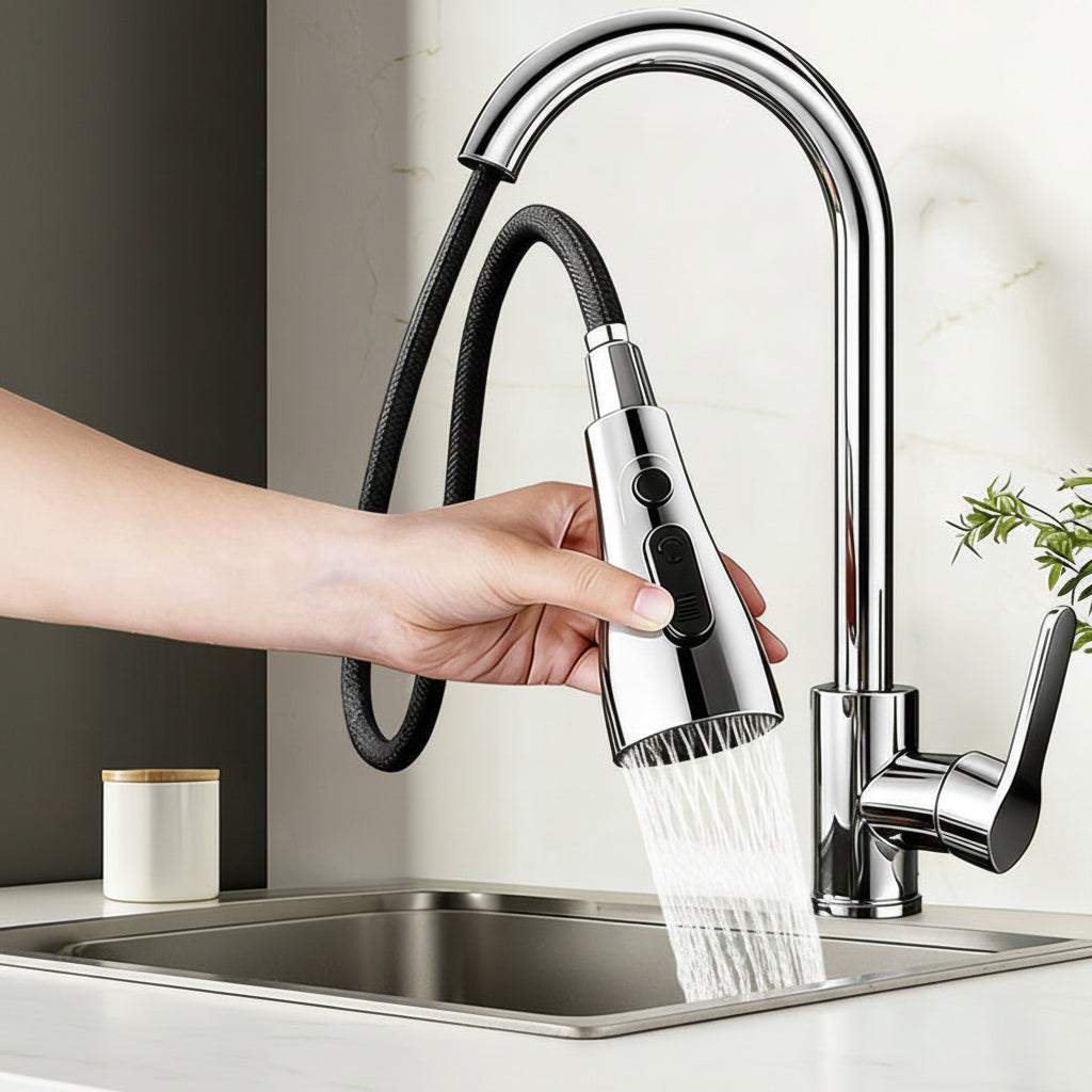 SWIVELIX – Pull Out Sink Faucet with Flexible Spray Settings