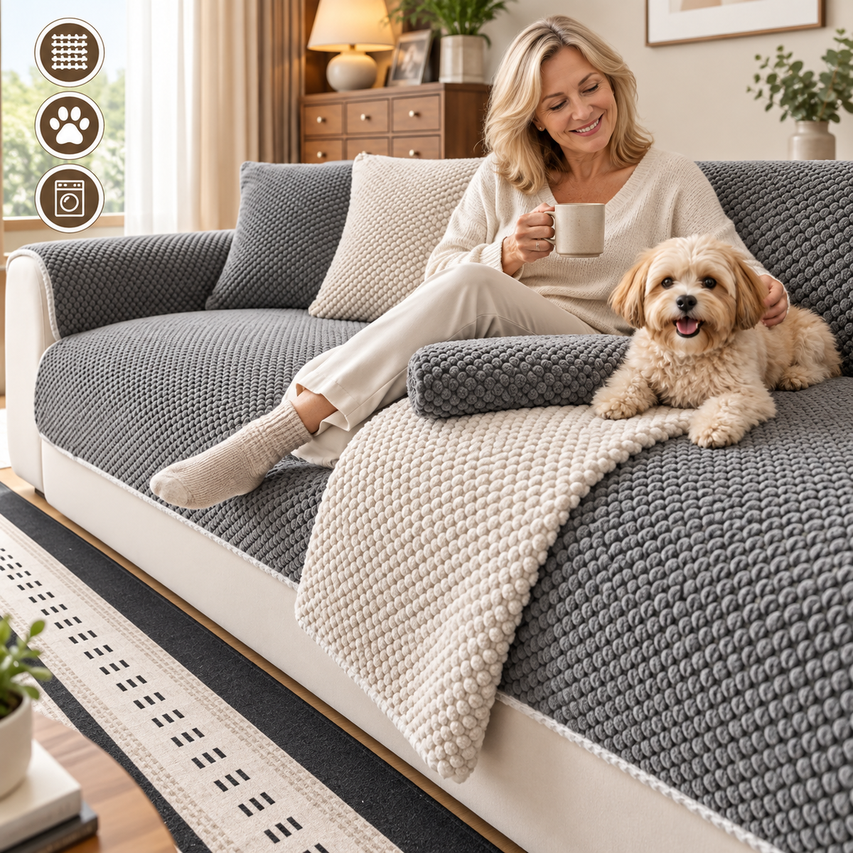 LOUNGEBOLD – Non-Slip Sofa Cover for Elevated Everyday Style