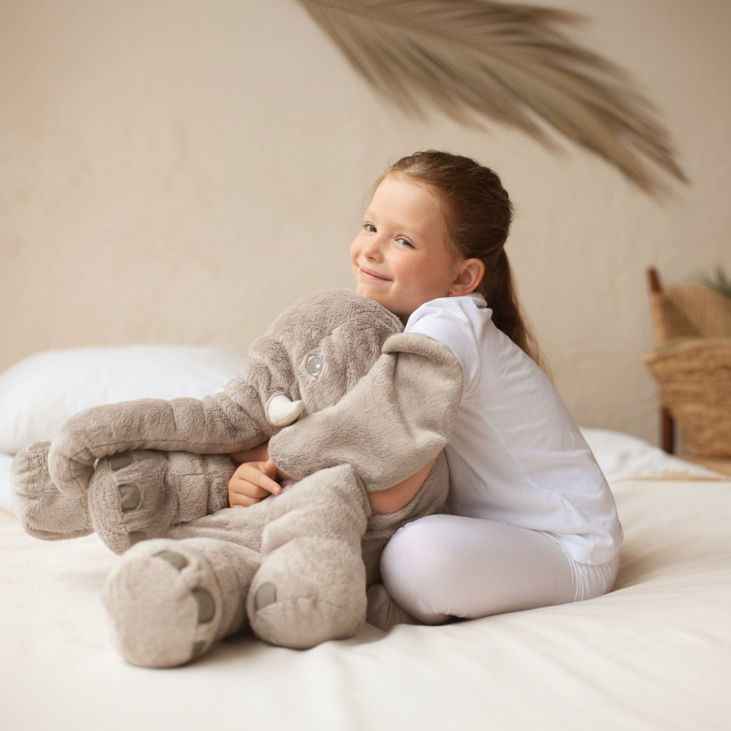 SOFTUSK - Plush elephant cushion designed for cozy comfort and decorative relaxation