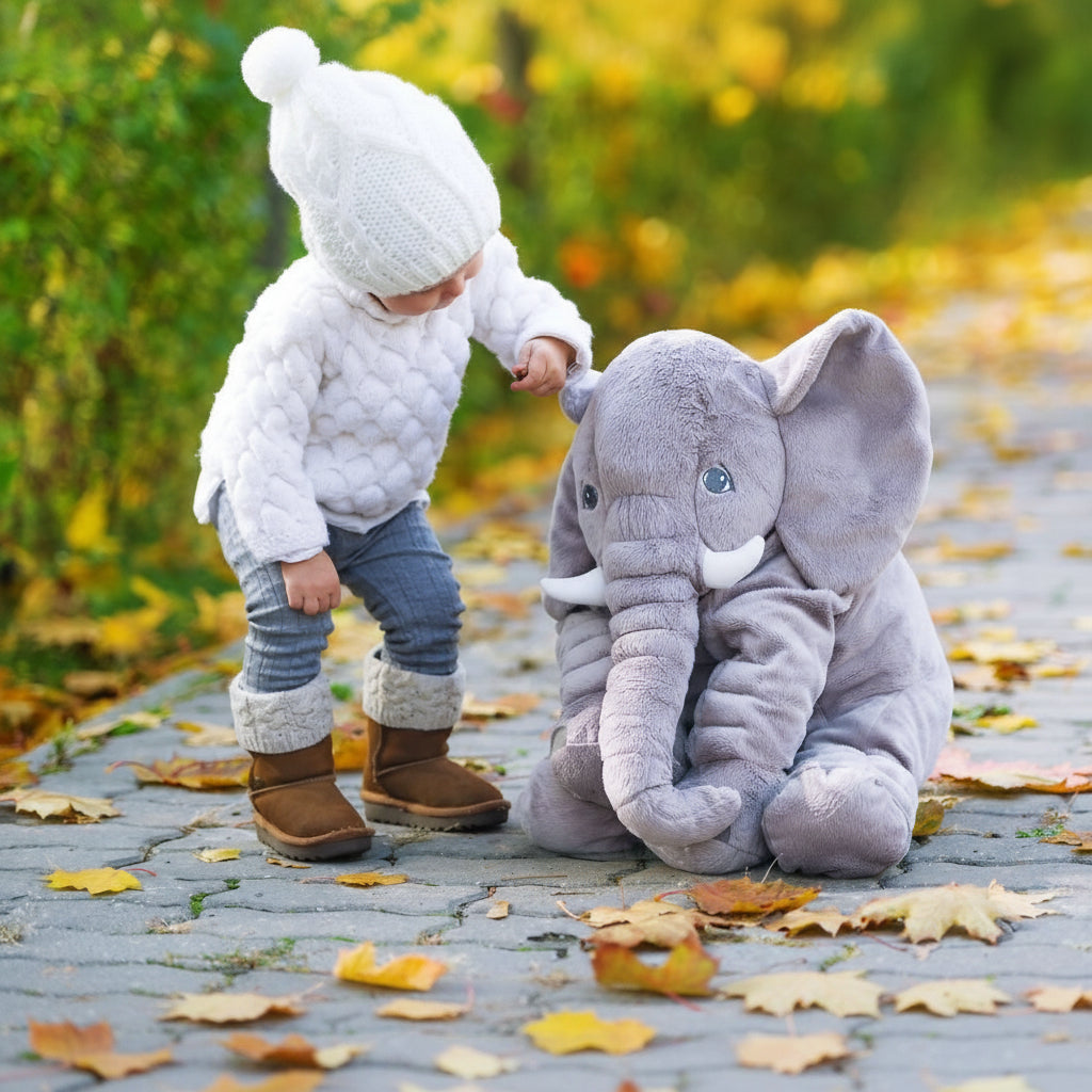 SOFTUSK - Plush elephant cushion designed for cozy comfort and decorative relaxation