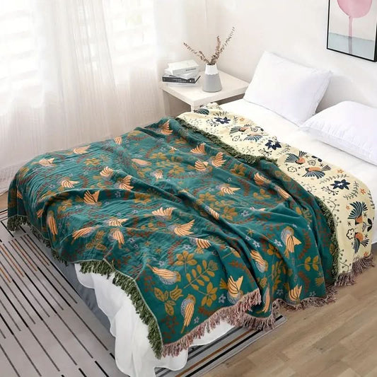 AVISERENORA – Decorative Bird Pattern Blanket for Peaceful Bedroom Decor