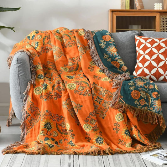 BLOSSAVORA – Decorative Floral Blanket for Colorful Bedroom Styling