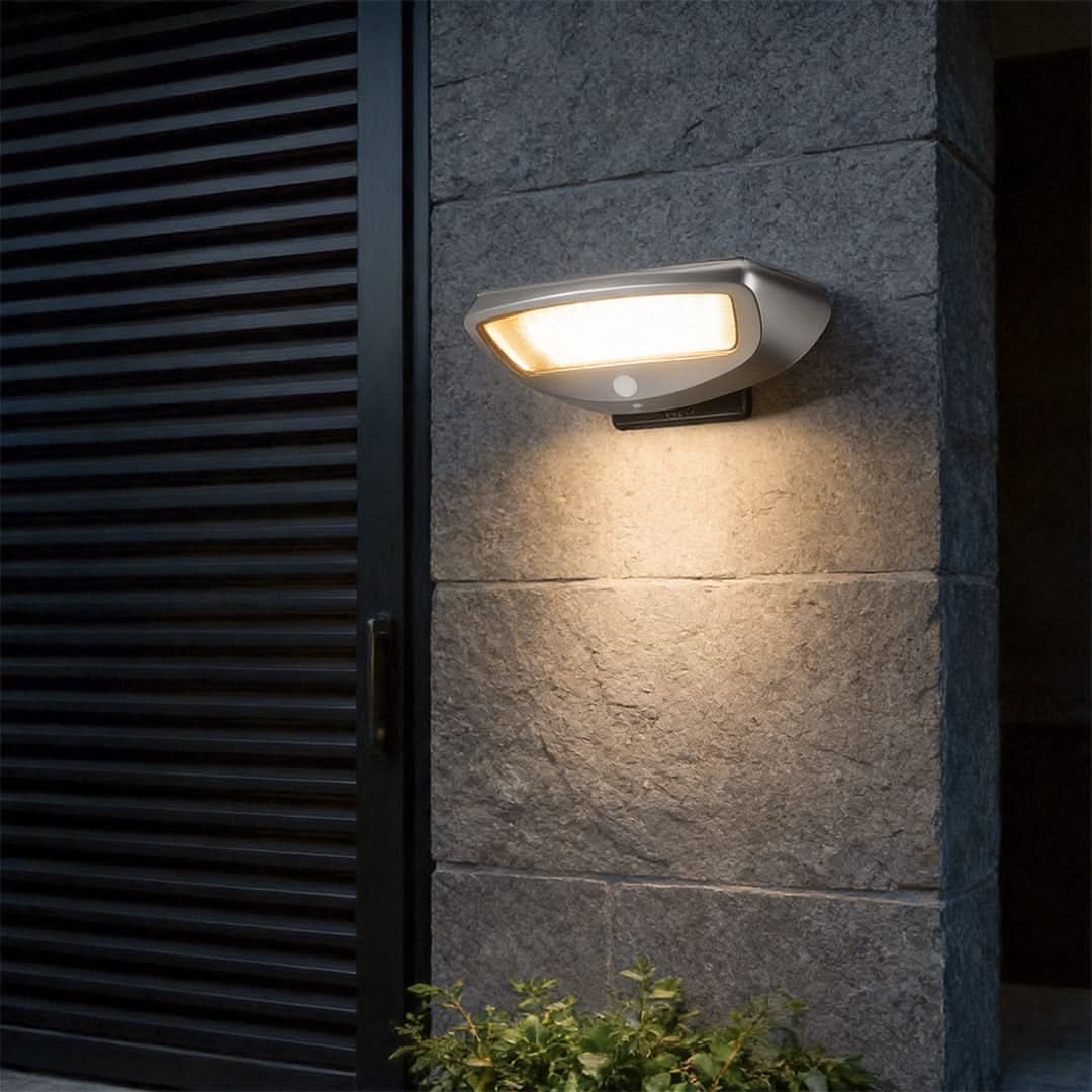 DUSKHALO – Lampade solari da parete curve con comodo rilevamento del movimento