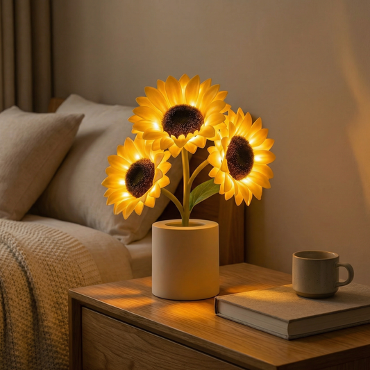 SOLPETAL – Candeeiro de mesa em forma de girassol, recarregável, para uma iluminação ambiente acolhedora