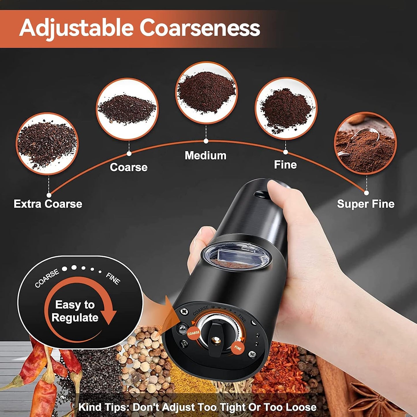 GRINDORA – Rechargeable Electric Salt and Pepper Mill Set