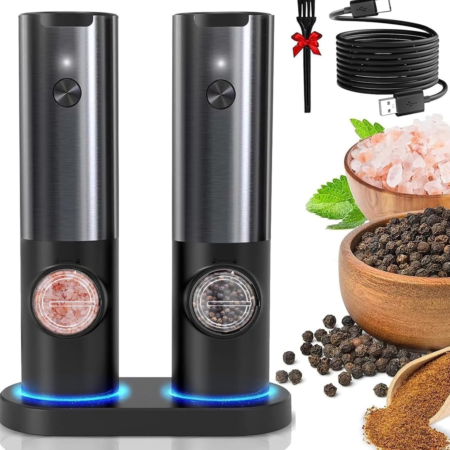 GRINDORA – Rechargeable Electric Salt and Pepper Mill Set
