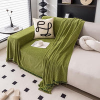 HERRAVIXA – Herringbone Sofa Cover with Decorative Fringe Detail